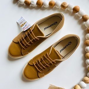NWT Superga leather tan sneakers